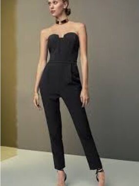 Adelyn Rae Black Strapless Tailored Jumpsuit 728